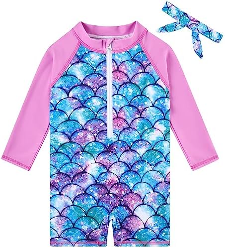 TUPOMAS Baby Rash Guard Girls Swimsuit Toddler Long Sleeve UPF 50+ Sun Protection Sunsunit Mermaid Scale Rashguard Swim Swimwear24-36 Months
