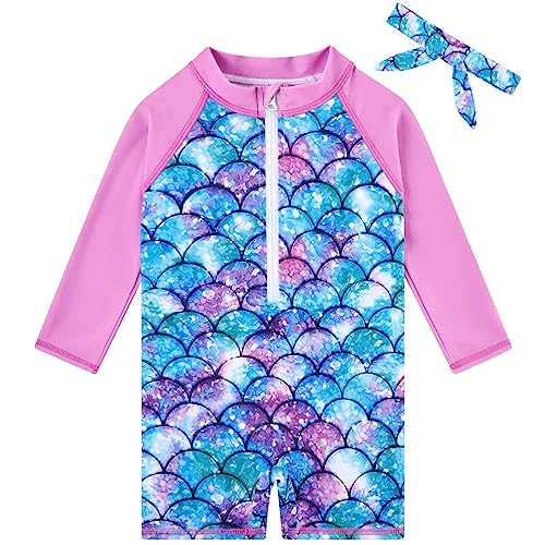 TUPOMAS Baby Rash Guard Girls Swimsuit Toddler Long Sleeve UPF 50+ Sun Protection Sunsunit Mermaid Scale Rashguard Swim Swimwear24-36 Months