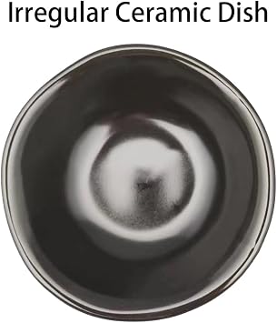 Black Ceramic Dipping Sauce Dishes,Matte Black Sushi Soy Sauce Dipping Bowls, Appetizer Plates with Irregular Edge,Tiny Side Dish for Kitchen Home Housewarming gift