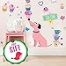 Dog Wall Decals for Girls - Cupcake Cute Pink Decor Stickers for Kids [>45 Art Baby Bedroom clings]