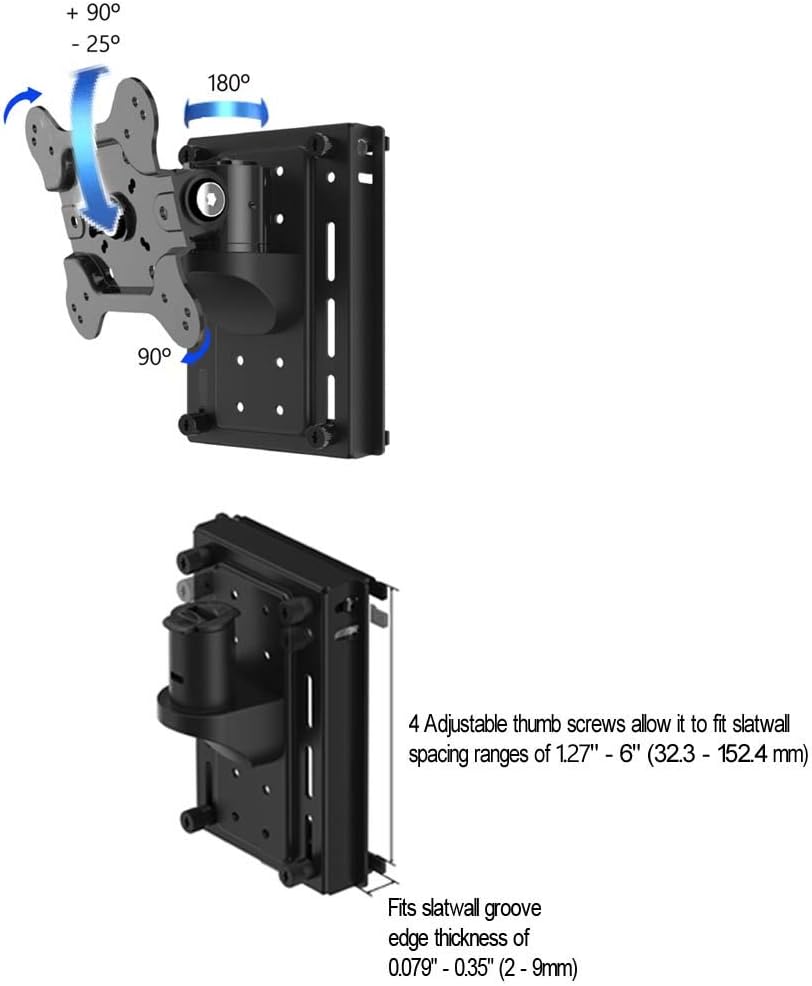 Continews Slat Wall Monitor Mount Pro - w/Tilt, Swivel, and Rotation