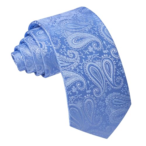 Image of Barry.Wang Paisley Tie for Men Silk Woven Necktie and Tie Clip Set Wedding Party Business Formal