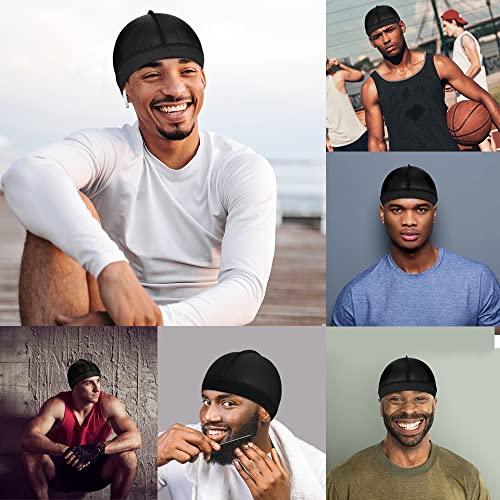 6 Pieces Elastic Silky Wave Caps, Satin Doo Rags Cap For 360 Waves, Soft Breathable Compression Cap For Men #TOP6