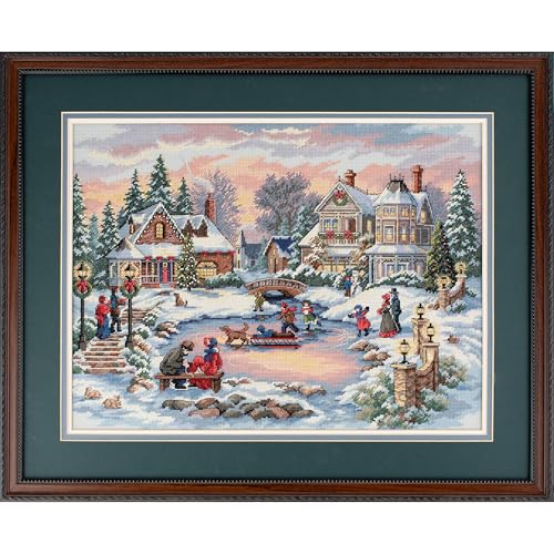 Image of Dimensions Gold Collection Counted Cross Stitch Kit, Treasured Time Christmas Cross Stitch, 16 Count Dove Grey Aida, 16'' x 12''