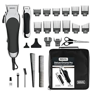 Wahl Clipper USA Deluxe Corded Chrome Pro, Complete Hair and Trimming Kit, Includes Corded Clipper, Cordless Battery Trimmer, and Styling Shears, for a Cut Every Time – Model 79524-5201M