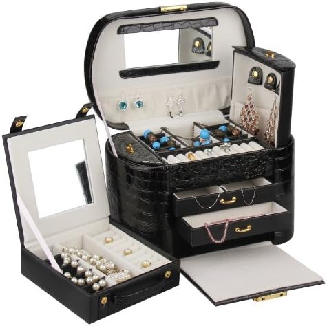 Rowling Black PU Jewellry Gift box Earring Ring Necklace Storage Case ZG-152