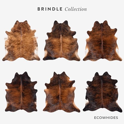 ecowhides 100% Genuine Brazilian Cowhide Rug - Brindle Brown - Luxury Cowskin Leather Area Rug Decor