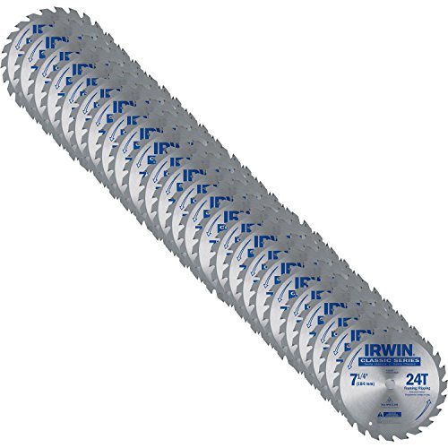 Flash Deals - 40% OFF Irwin 25130 7-1/4-Inch 24-Tooth Classic Series Circular Saw Blades, 25-Pack