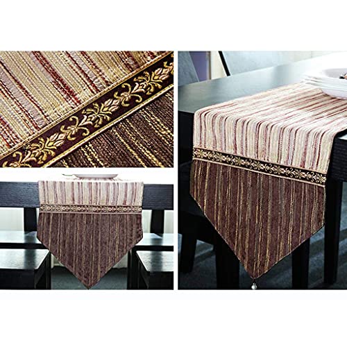 Chemin de table avec pompon en coton et lin beige de qualité supérieure