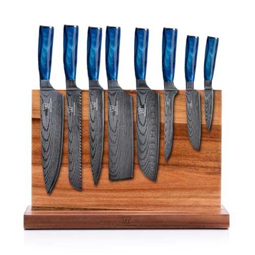 KÜCHENKOMPANE Edelstahl Messerset Shiburu mit magnetischem Messerblock | 8-teiliges Küchenmesser Set | Kochmesser mit ergonomischen Epoxid-Griff | rostfrei & scharf | Designed in Germany