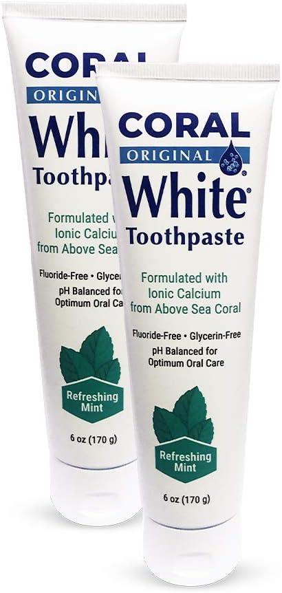 Coral White - Coral White Mint Toothpaste Natural Fluoride SLS Free Coral Calcium Remineralizing Toothpaste (2 Pack)