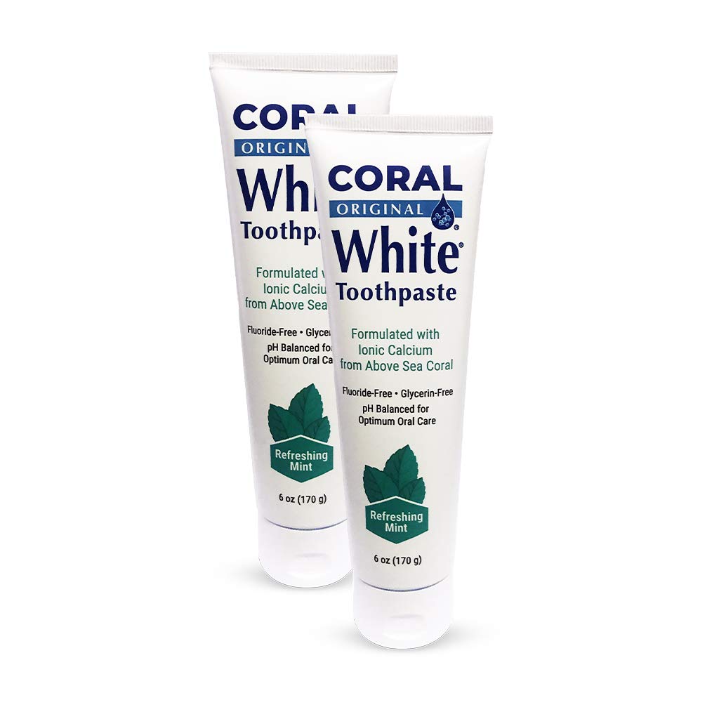 Coral White - Coral White Mint Toothpaste Natural Fluoride SLS Free Coral Calcium Remineralizing Toothpaste 4 Ounce (2 Pack)