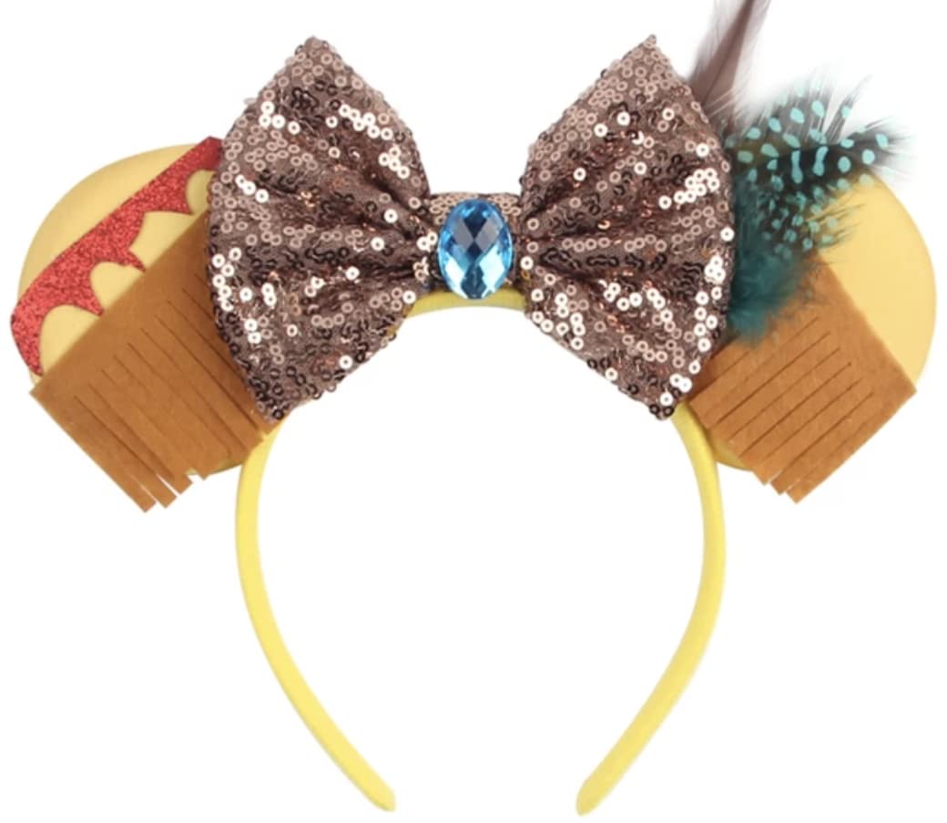 Disney Rainbow and Gold Minnie Mouse Ears Headband Rainbow Sequin Minnie Inspired Mouse Ears: Gold Bow Birthday  main image 3