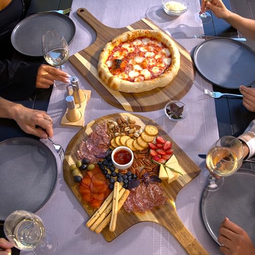 Image of KitchenStar Acacia Wood Pizza Peel 16 inch - Wooden Pizza Board with Handle - Pizza Paddle & Cutting & Serving Board