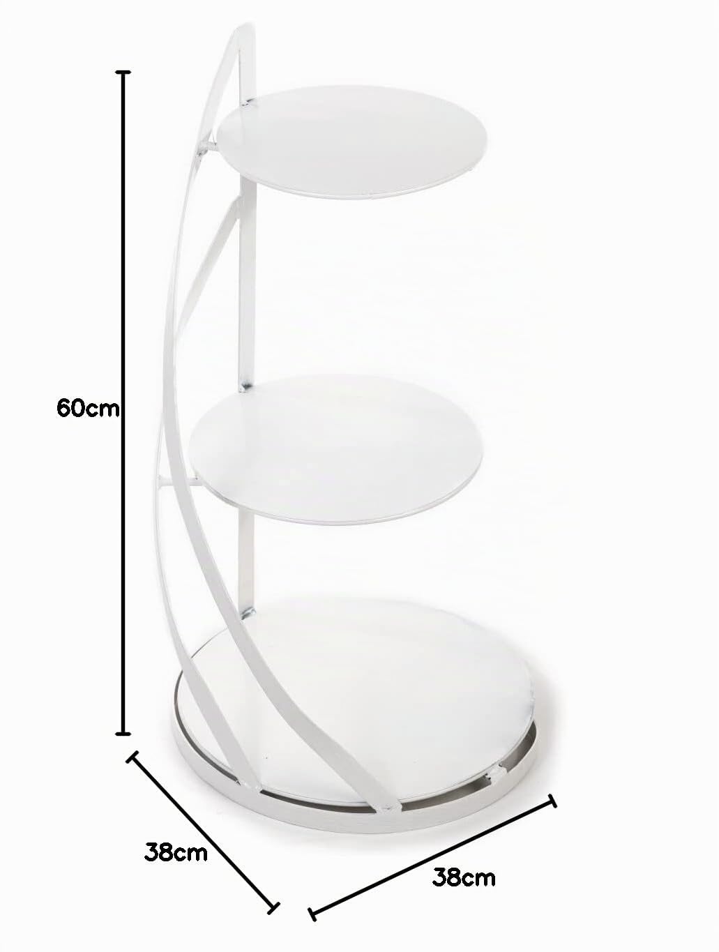 Alzata bianca a 3 ripiani, altezza 60 cm, per torte, cupcake e muffin, ideale per l'uso come elegante supporto per torte per matrimoni e torte