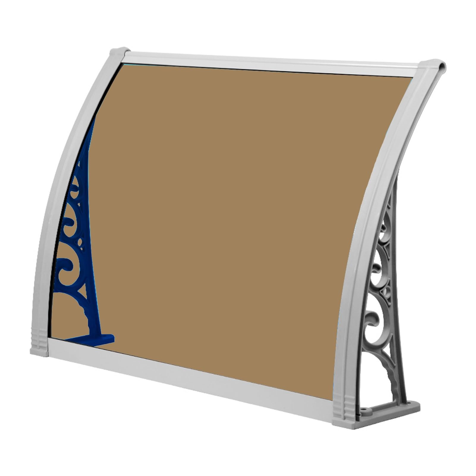 Auvent de porte d'entrée en PC marron avec supports en acier plastique