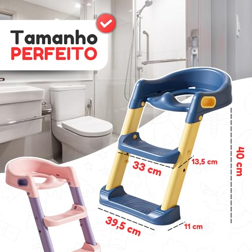 Redutor De Assento Infantil Troninho Sanitário Com Escadinha Vaso Criança Bebê (Rosa)