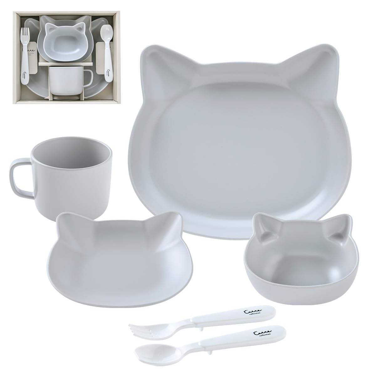 Amazon | カノー(Kano) キッズ 食器セット 抗菌 割れない 猫のかお
