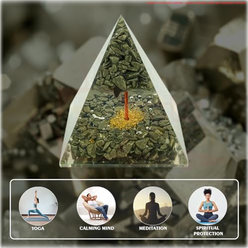 Image of Pyrite Tree Pyramid |3-Inch|Wealth-Attracting Pyramid with Pyrite Crystals for Abundance, Success, and Positive Energy|Spiritual Dcor