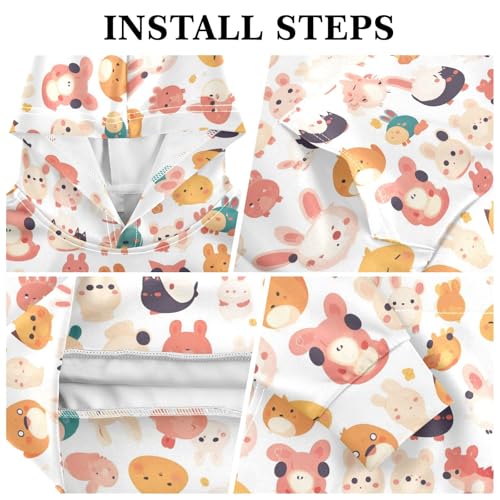 Cute Animals Seamless Pattern Unisex Kids Sweatshirt Fashion Athletic Hoodie with Kangaroo Pocket3