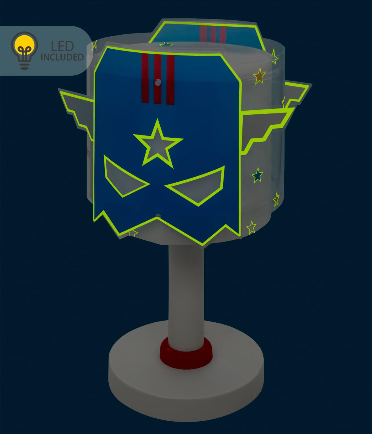 Dalber Lampada da tavolo o comodino per bambini Blue Hero Eroe, 61811N, G4-4W LED - Lampadina inclusa