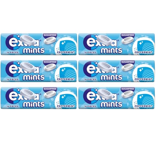 Peppermint Breath Mints Bundle – Extra Sugar-Free, 16 Pieces per Pack, Pack of 6 – Long-Lasting Fresh Breath