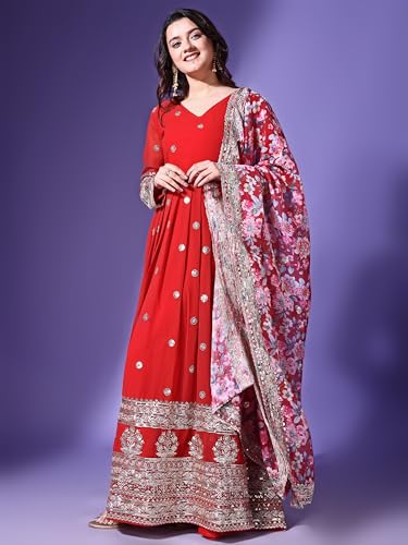 Image of Fashion Basket Georgette Embroidered Anarkali Dress for Women