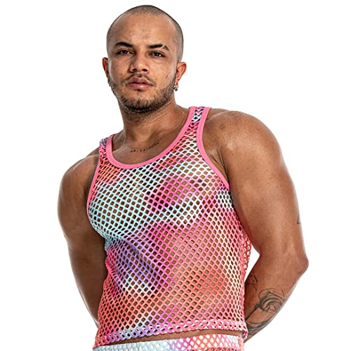 Mens See Through Sleeveless Shirt Mesh Tank Top for Men Crew Neck Fishnet Fitted Muscle Shirt Clubwear2