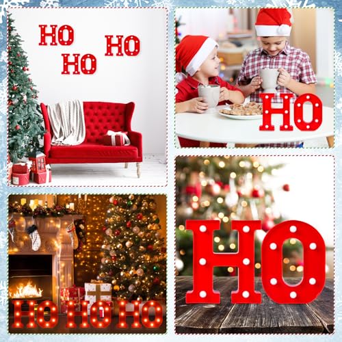EDYCON Christmas Letter Lights Sign Table Decorations Christmas LED Light up Letters Battery Powered Letter for Home Bar Party Bedroom Tabletop Indoor Decor Gift(HOHOHO) - Image 6