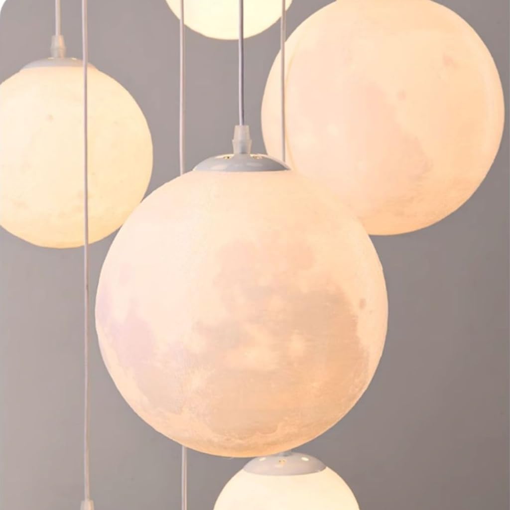 Sospensione Moderno La Spia Lampada A Sospensione Della Scala Lunare E27 Per Soffitti Ad Alta Modifica Lampadari A Soffitto In Legno Light Plapshade Per Scale, Sala Da Pranzo Soggiorno Foyers(11