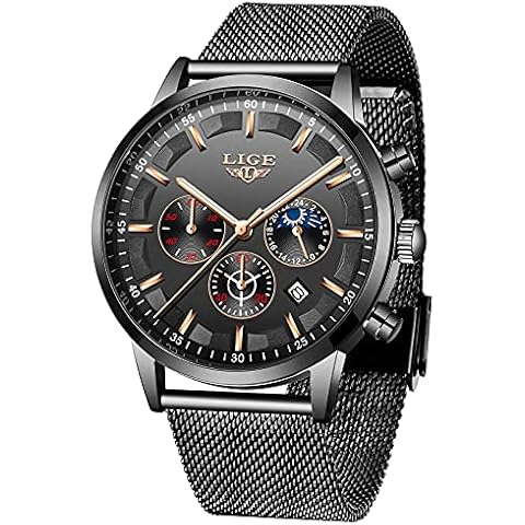 Montre Homme LIGE Chronographe Noir Cover