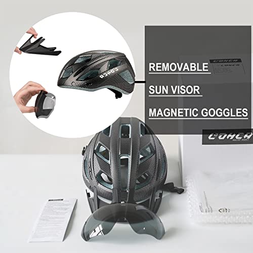 Lohca Bike Helmet Lightweight Adult Cycling Mtb Bicycle Helmet With Removable Visor & Magnetic Goggle Uv400 Adjustable For Road Bike Mountain Bike, Graphite #TOP1