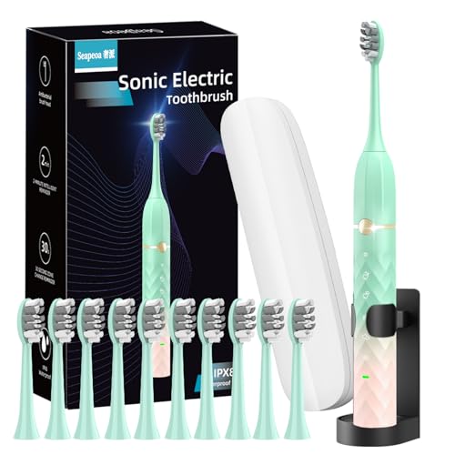 Seapeoa Electric Toothbrush Set, Equipped with 10 Brush Heads and