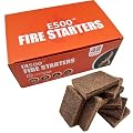 E500 Fire Starter Squares for Fireplace, Campfires, Fire Pits, BBQ, Grills, Larger Charcoal Fire Starter, 48-Count