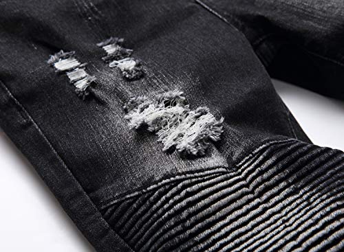 Boy's Biker Skinny Fit Ripped Destroyed Distressed Stretch Stylish Fashion Moto Denim Jeans Pants4