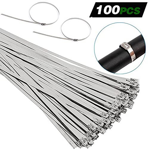 Opaski zaciskowe, opaski zaciskowe 4,6 mm 100 szt. Wielofunkcyjne, blokujące opaski zaciskowe metalowe, czarne opaski zaciskowe (kolor: 200 mm) (200 mm) (100 mm)