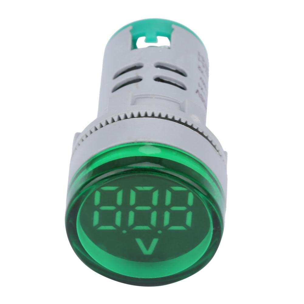 Volt¨ªmetro de se?al LED digital luminoso LED indicador de voltaje digital metro de voltaje, comprobador de l¨¢mpara redondo (Green)