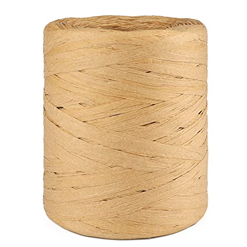 jijAcraft 200m Raffiabast Papierband Natur Papier Bänder Bast Raffia Natur Papier Packschnur für Geschenkverpackung Weben Dekoration und Gärtnern