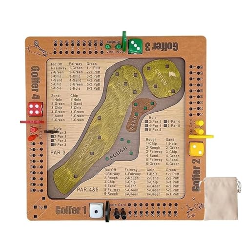 Tabletop Dice Golf Game, Wooden Golf Board Game, Funny Tabletop Golfs Dice Games Set with Dices & Pegs, Challenging Interactive Mini Golfs Dices Board Strategy Games, for Family Party Nights