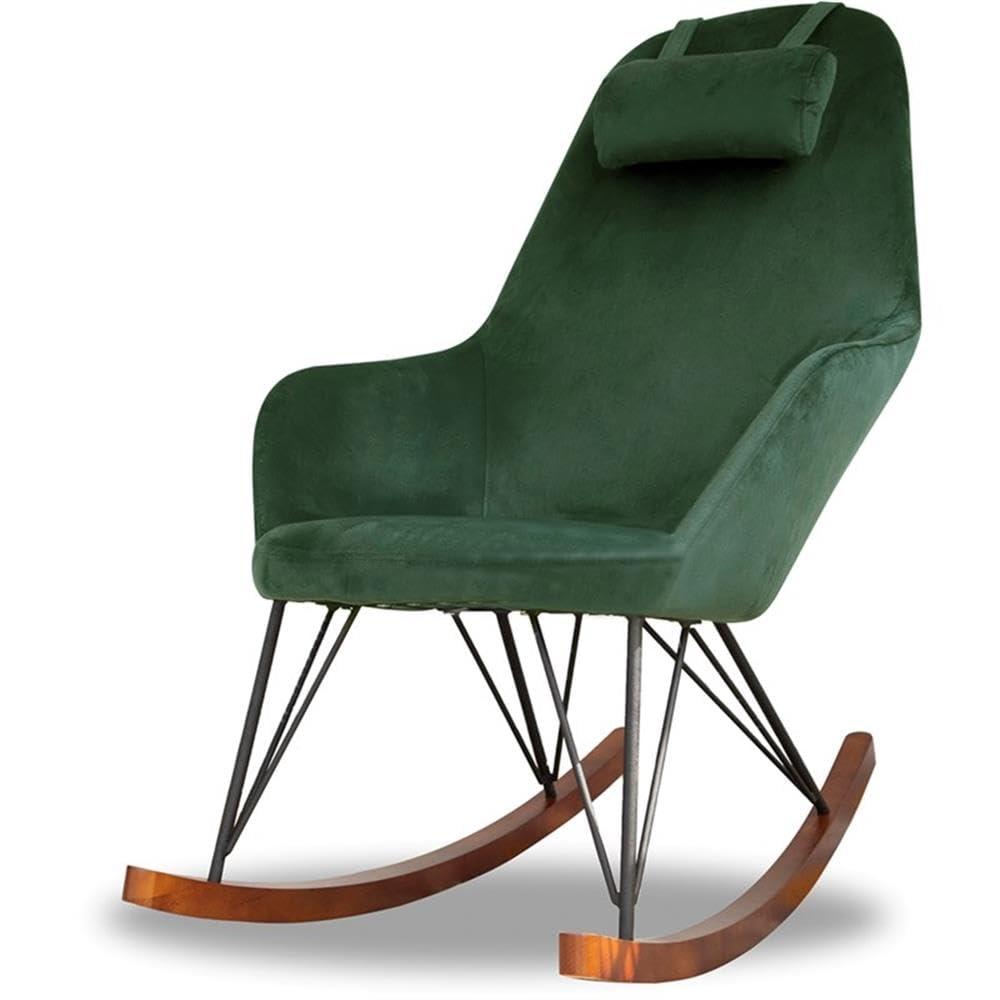 ASHCROFT Jayce Mid-Century Modern Tight Back Velvet Rocking Chair in Green