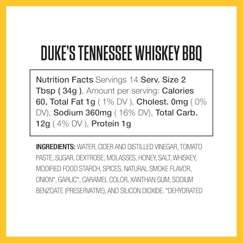 Image of Duke's Tennessee Smoke & Whiskey BBQ Sauce - Smoky & Bold with Whiskey Notes, 16.5 Ounce (Pack of 2)