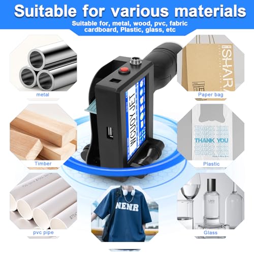 Image of H760 Handheld Inkjet Printer, Printing Height 0.08-0.5 Inch Portable Handheld Printer with 42ml Quick-Drying Ink Cartridge 4.3Inch Touch Screen for Text /QRCode /Batch Number /Image /Date /Label /Barcode