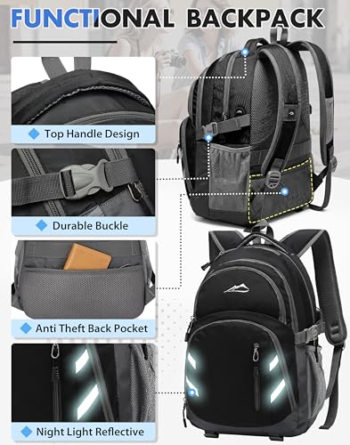 Image of ProEtrade Backpack Bookbag for College Laptop Travel, Fit Laptop Up to 15.6 inch with USB Charging Port Multi Compartment Anti theft, Gift for Women Men (Black)