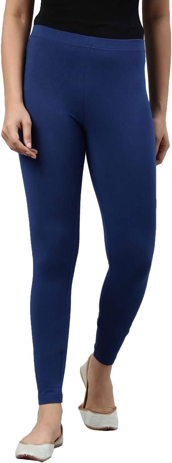 GO COLORS Women's Solid Mid Rise Slim Fit Ankle Length Leggings