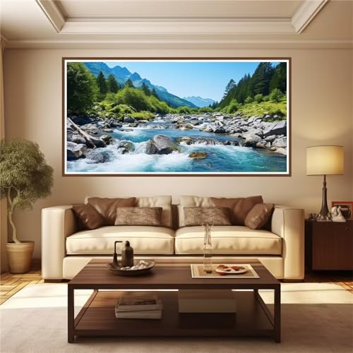 Peinture Diamant 5D Complet Paysage Montagne Point de Croix 50x100