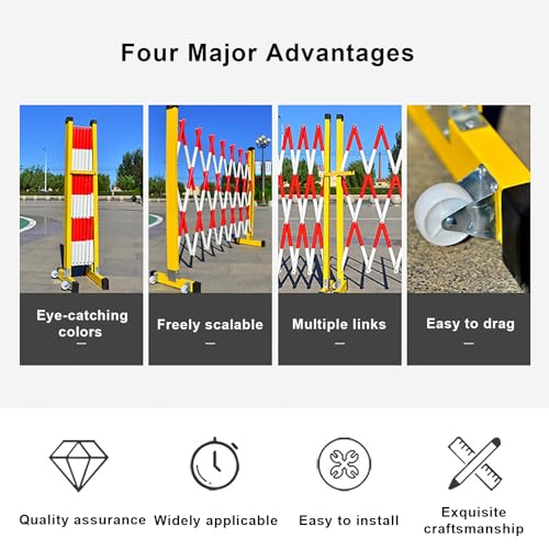 Barrière mobile extensible et réglable, clôture de sécurité pliante pour chantier - 4