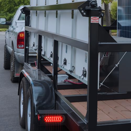Image of LINKITOM Trailer Lights Welded Mount Steel Boxes Kit w /6 inch LED Oval Tail Lights & 2 inch LED Red Round Side Lights w /Grommet wire connectors, 2 Pack