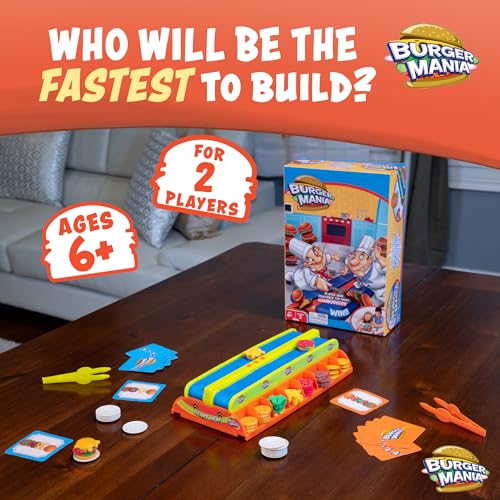 Fotorama Burger Mania Game Fast Pace Build A Burger Conveyor Fast Food Time Game Thrill Competition, Big Kid, Learning Toys