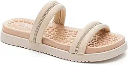 CHINELO PAPETE MODARE 7178.108 SOLADO ANABELA PARA ESPORÃO COM ESFERAS MASSAGEADORAS Cor:Creme;Tamanho:34