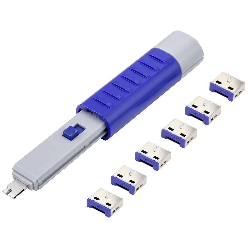 Renkforce USB Port Schloss RF-4714586 6er Set Silver, Blue incl. 1 Schlüssel RF-4714586